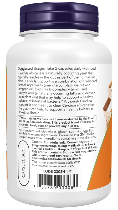 NOW Candida Support - 90 Cápsulas Vegetarianas