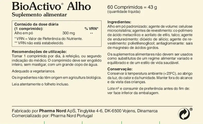 BioActivo Alho 60 Comprimidos