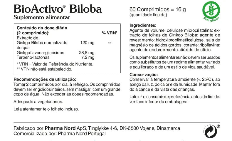 BioActivo Biloba 60 mg - 60 Comprimidos