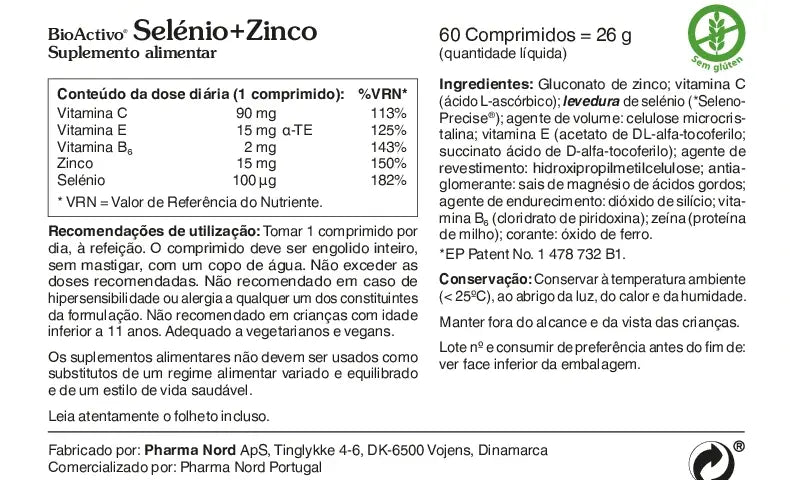 BioActivo Selénio + Zinco Vegan - 60 Comprimidos