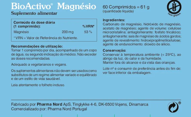 BioActivo Magnésio Vegan - 60 Comprimidos