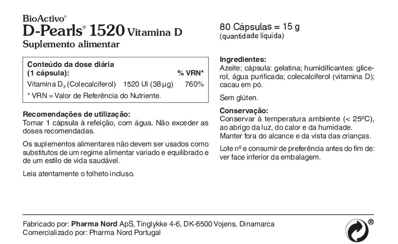 BioActivo Vitamina D 38 µg - 80 Cápsulas