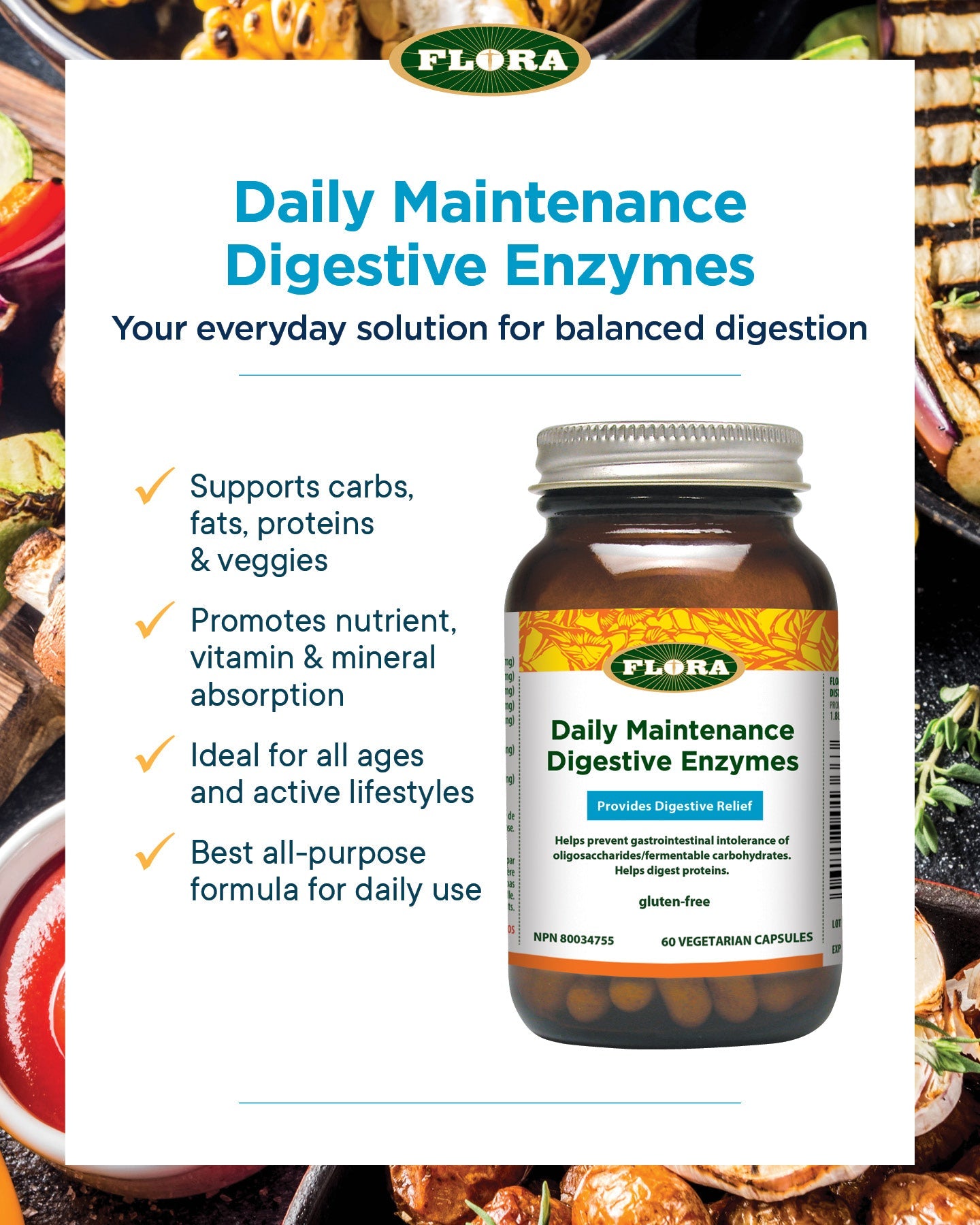 Flora Daily Maintenance Enzyme 60 Cápsulas
