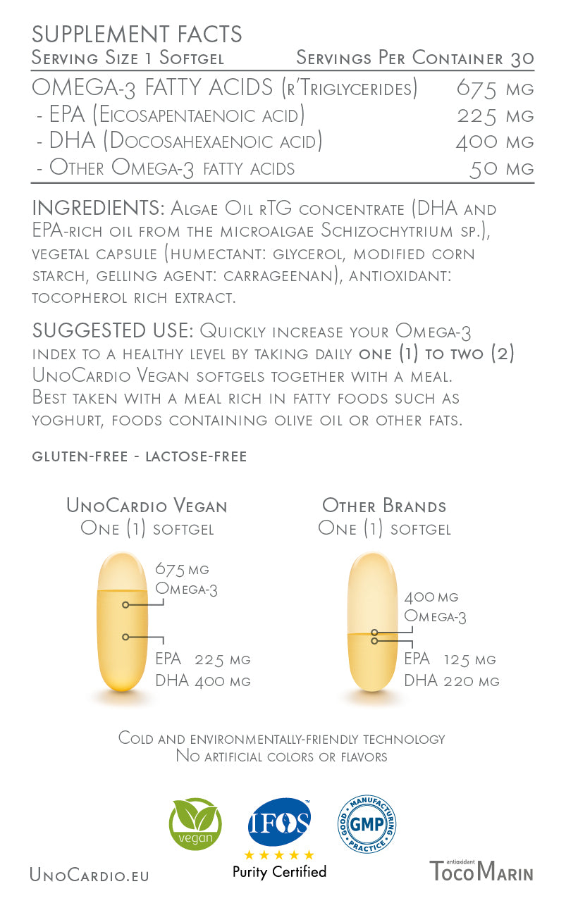 UnoCardio Vegan Ómega 3 - 30 Cápsulas - WHC