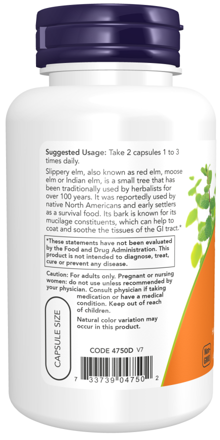 Now Slippery Elm 400 mg – 100 Cápsulas