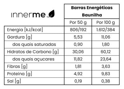 Innerme Barra Energética Baunilha Bio - 50 g (pack de 12 unidades)