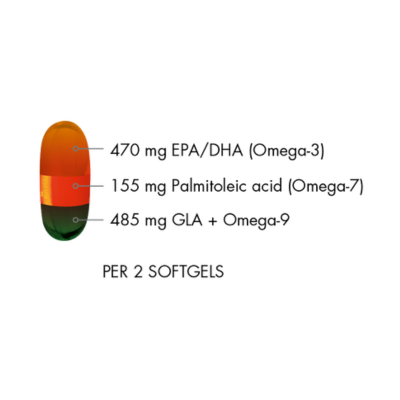 WHC B‑HADA Ómega‑3, 6 (GLA), 7 e 9 - 60 cápsulas