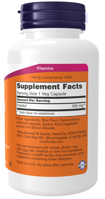 NOW Inositol 500 mg - 100 cápsulas vegetais