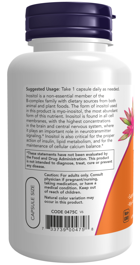 NOW Inositol 500 mg - 100 cápsulas vegetais