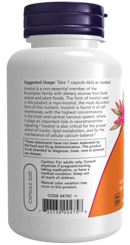 NOW Inositol 500 mg - 100 cápsulas vegetais