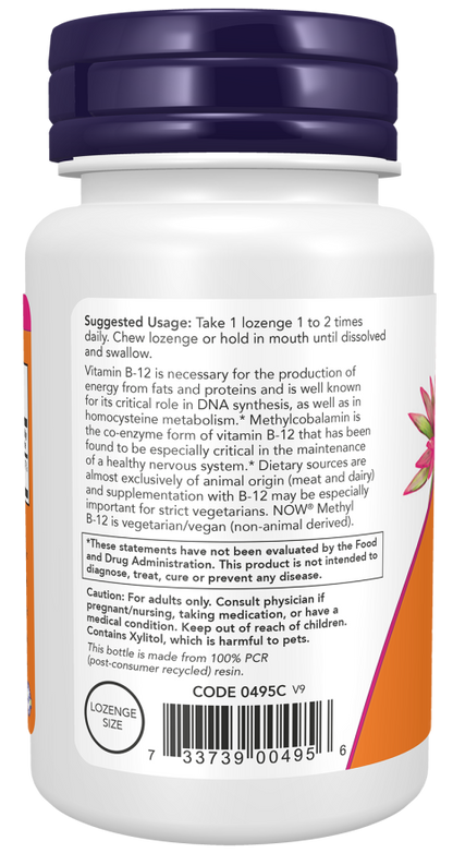NOW Metil B‑12 1000 mcg - 100 Pastilhas