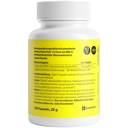 Zein Pharma Folato Ácido (Quatrefolic®) 400 µg - 120 cápsulas