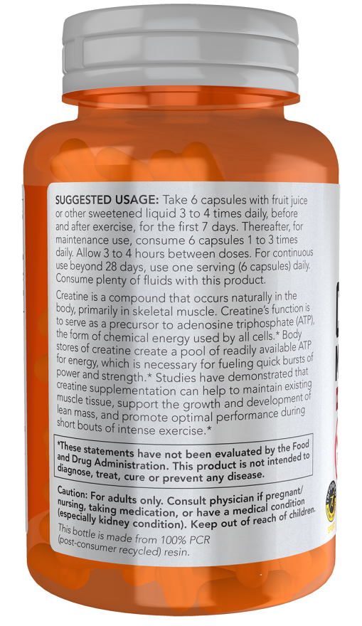 NOW Creatina Monohidratada 750 mg - 120 Cápsulas Vegetais
