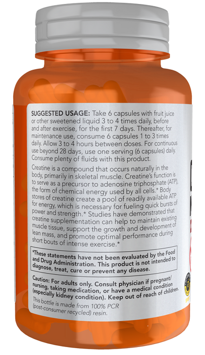 NOW Creatina Monohidratada 750 mg - 120 Cápsulas Vegetais