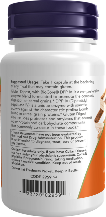 NOW Gluten Digest Enzimas - 60 Cápsulas Vegetais