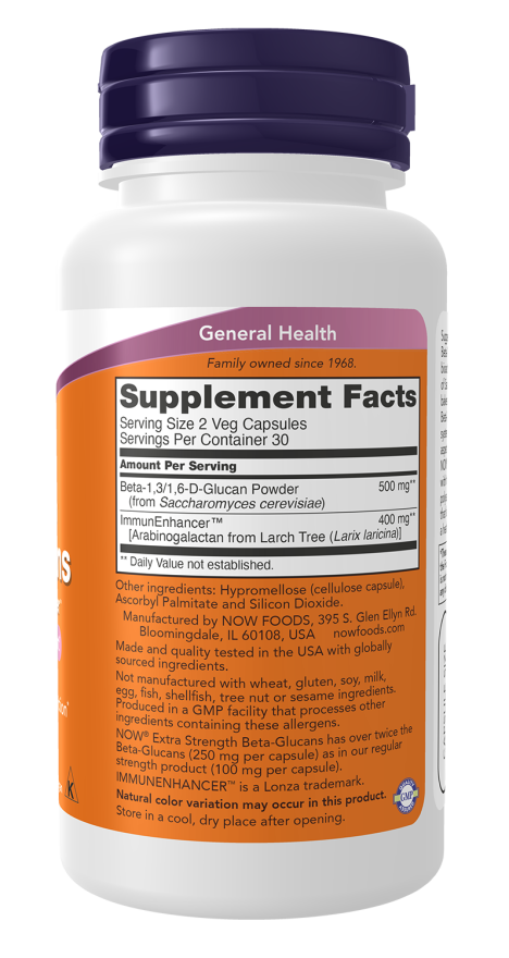 NOW Beta‑Glucans com ImmunEnhancer Força Extra - 60 Cápsulas Vegetais