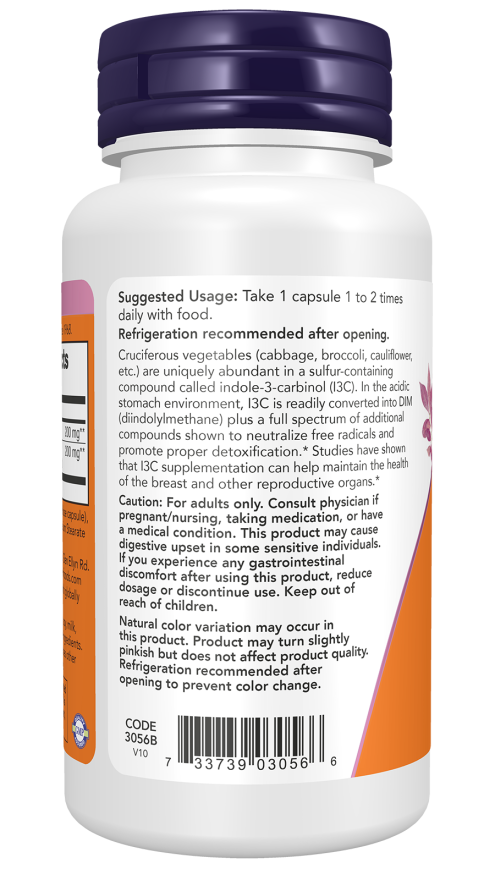 NOW Indole‑3‑Carbinol - 60 Cápsulas Vegetais
