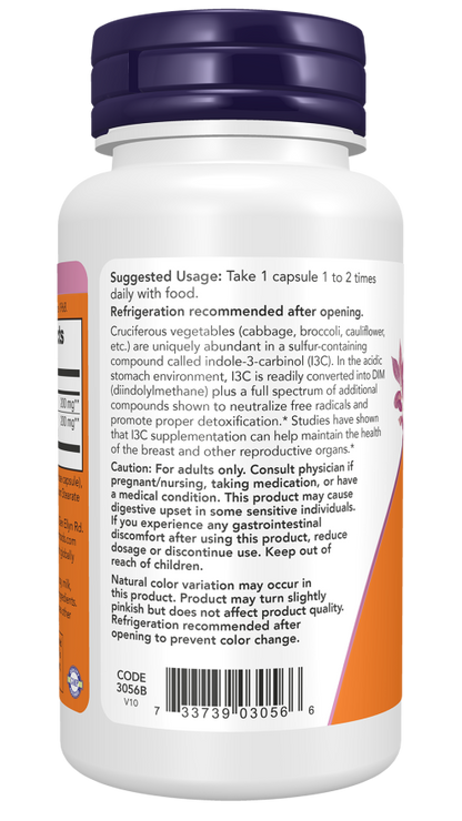NOW Indole‑3‑Carbinol - 60 Cápsulas Vegetais