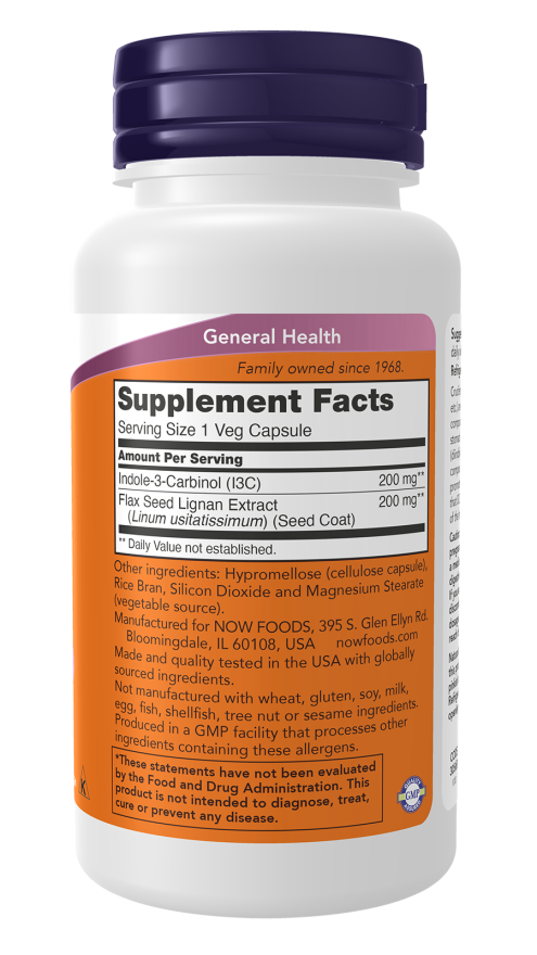 NOW Indole‑3‑Carbinol - 60 Cápsulas Vegetais
