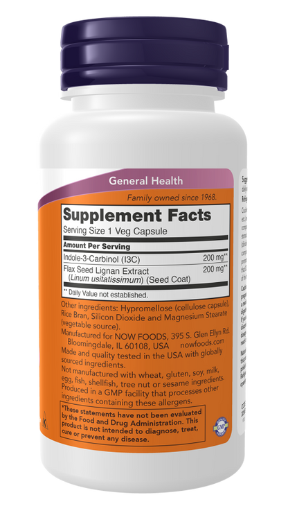 NOW Indole‑3‑Carbinol - 60 Cápsulas Vegetais