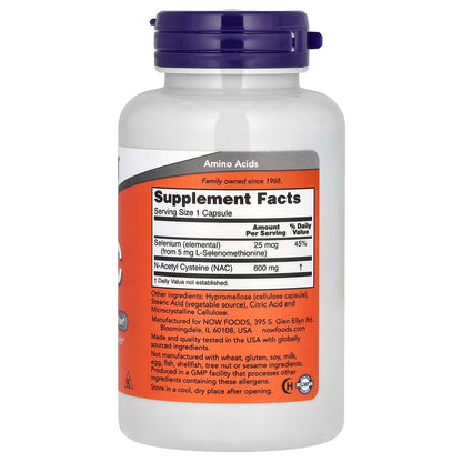 NOW Foods, NAC, 600 mg, 100 Cápsulas