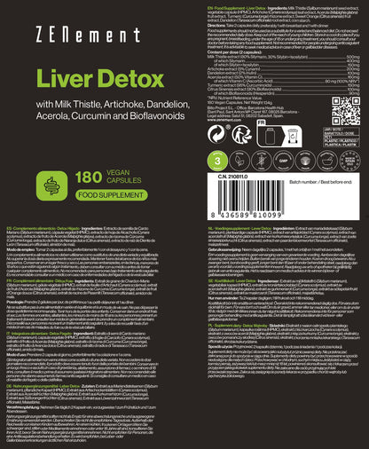 ZENement Detox Hepático - 180 Cápsulas Vegan