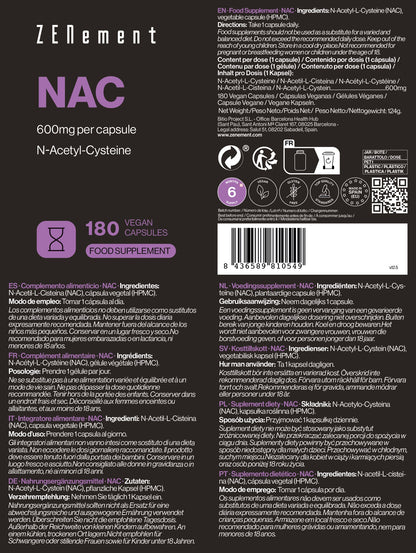 ZENement NAC 600 mg - 180 Cápsulas Vegan