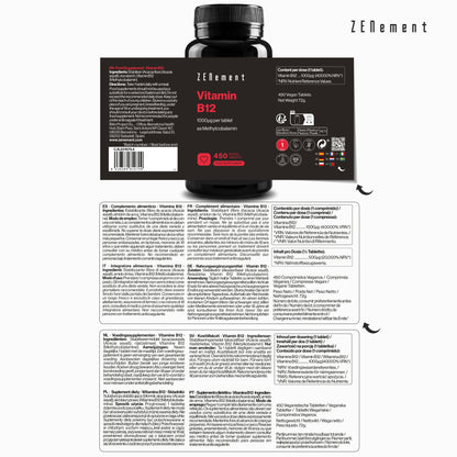 ZENement Vitamina B12 1000 µg - 450 Comprimidos Vegan