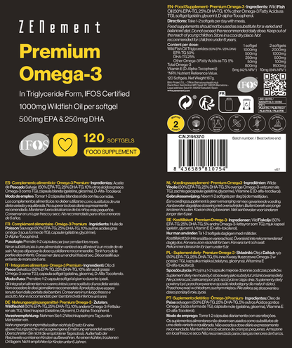ZENement Premium Omega-3 - 120 Cápsulas Moles