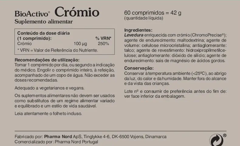 BioActivo Crómio - 60 Comprimidos