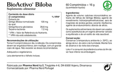 BioActivo Biloba 60 mg - 60 Comprimidos