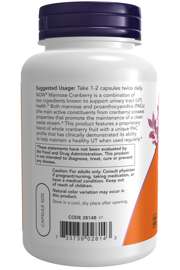 NOW Foods, Cranberry com D-Mannose, 90 Cápsulas Vegetais
