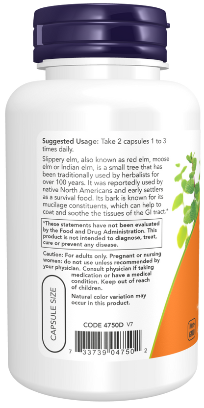 Now Slippery Elm 400 mg – 100 Cápsulas